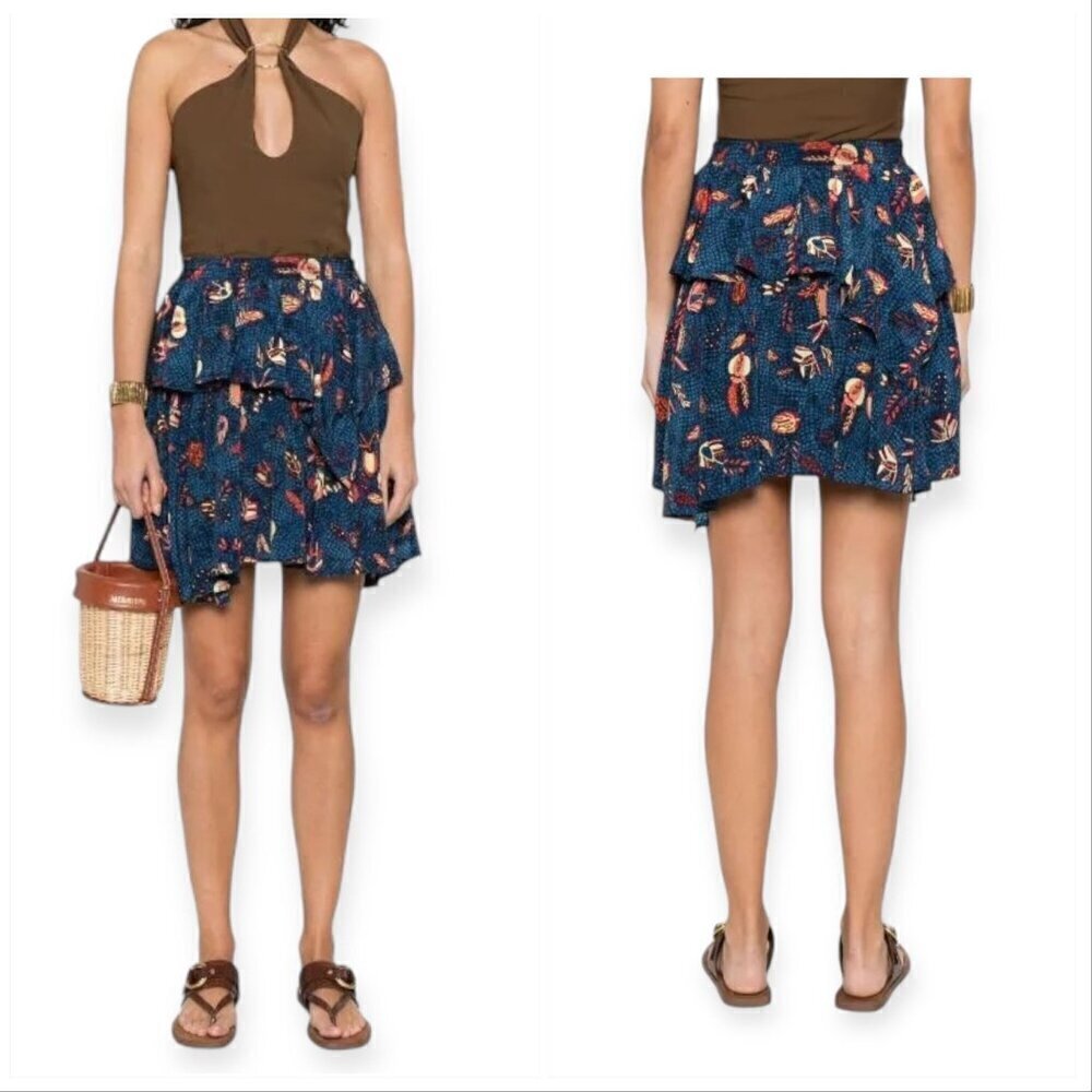 Ulla Johnson Keira flared floral print mini skirt, Size 2, Silk, New with tag